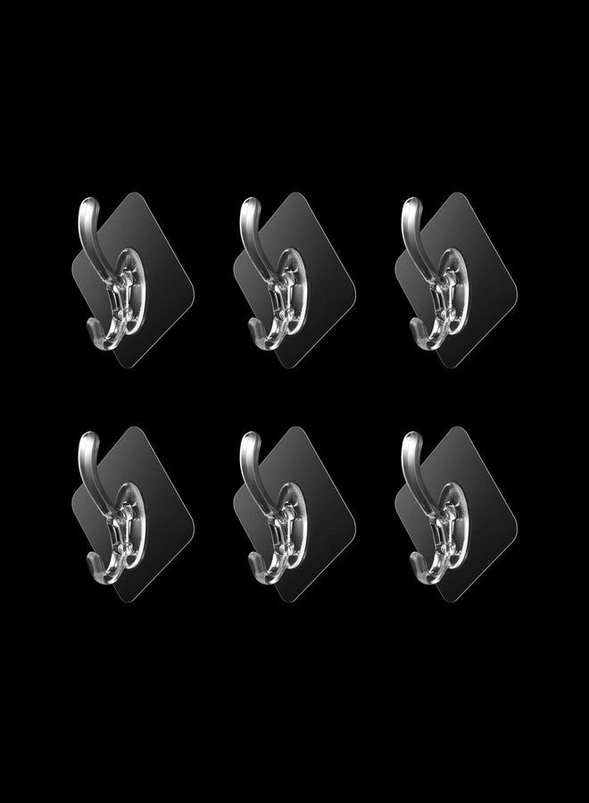 Styllent 6Pcs Hooks for Wall Mounted Without Drilling Invisible Strong Transparent Clear Bathroom Towel Hook Kitchen Waterproof Sticky Self Adhesive Sticker for Cloths Hanging Heavy Duty (Single Hook, 6) - Image 1