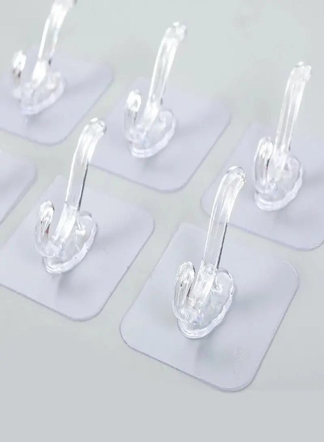 Styllent 6Pcs Hooks for Wall Mounted Without Drilling Invisible Strong Transparent Clear Bathroom Towel Hook Kitchen Waterproof Sticky Self Adhesive Sticker for Cloths Hanging Heavy Duty (Single Hook, 6) - Image 3