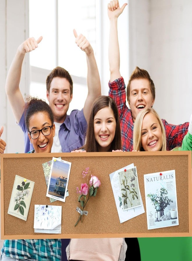 DoubleFill لوحة إعلانات فلين كبيرة مثبتة على الحائط بإطار من DoubleFill مقاس 12 بوصة × 36 بوصة مع مجموعة أدوات التركيب ودبابيس التثبيت لتزيين المنزل والمكتب، وخلفية لعرض رسالة أو رؤية مدرسية (بني). - Image 4