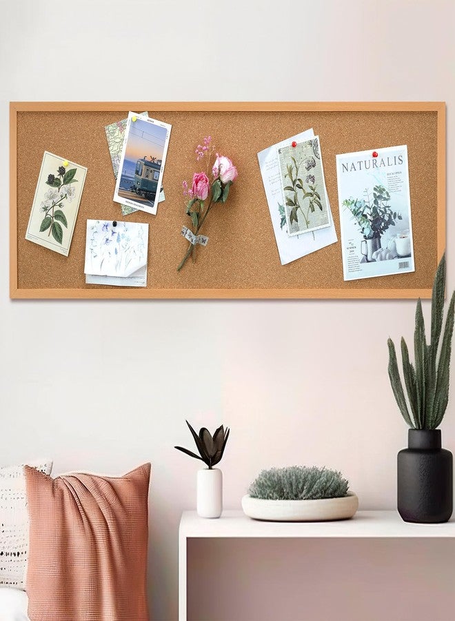 DoubleFill لوحة إعلانات فلين كبيرة مثبتة على الحائط بإطار من DoubleFill مقاس 12 بوصة × 36 بوصة مع مجموعة أدوات التركيب ودبابيس التثبيت لتزيين المنزل والمكتب، وخلفية لعرض رسالة أو رؤية مدرسية (بني). - Image 3