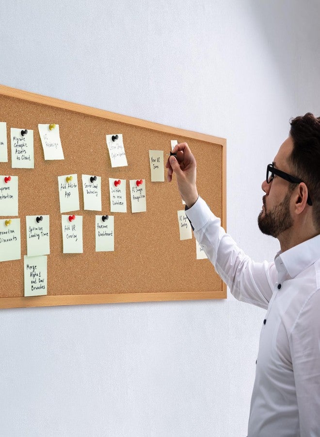 DoubleFill لوحة إعلانات فلين كبيرة مثبتة على الحائط بإطار من DoubleFill مقاس 12 بوصة × 36 بوصة مع مجموعة أدوات التركيب ودبابيس التثبيت لتزيين المنزل والمكتب، وخلفية لعرض رسالة أو رؤية مدرسية (بني). - Image 5