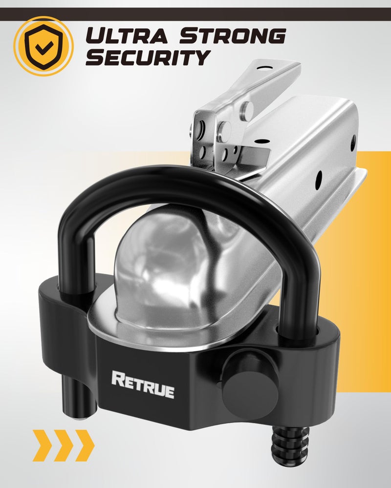 RETRUE Universal Coupler Lock Trailer Locks Ball Hitch Trailer Hitch Lock Adjustable Security Heavy-Duty Steel Fits 1-7/8 Inch, 2 Inch, 2-5/16 Inch Couplers Black - Image 4