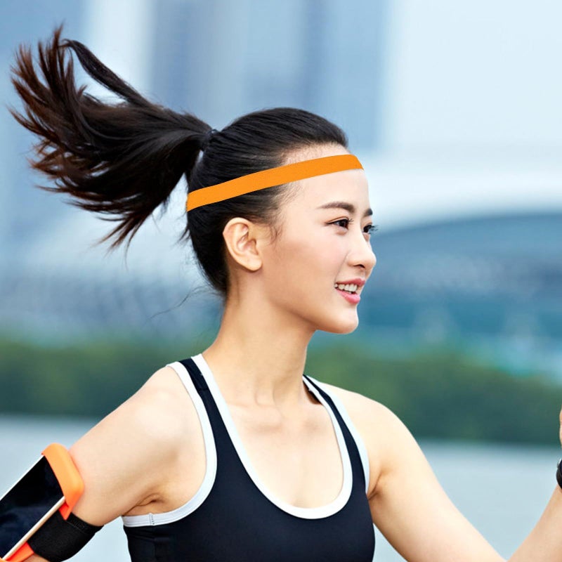 2pcs Orange Thin Anti Slip Sweatbands for Unisex Sports Breathable Moisture Wicking Headbands - Image 5