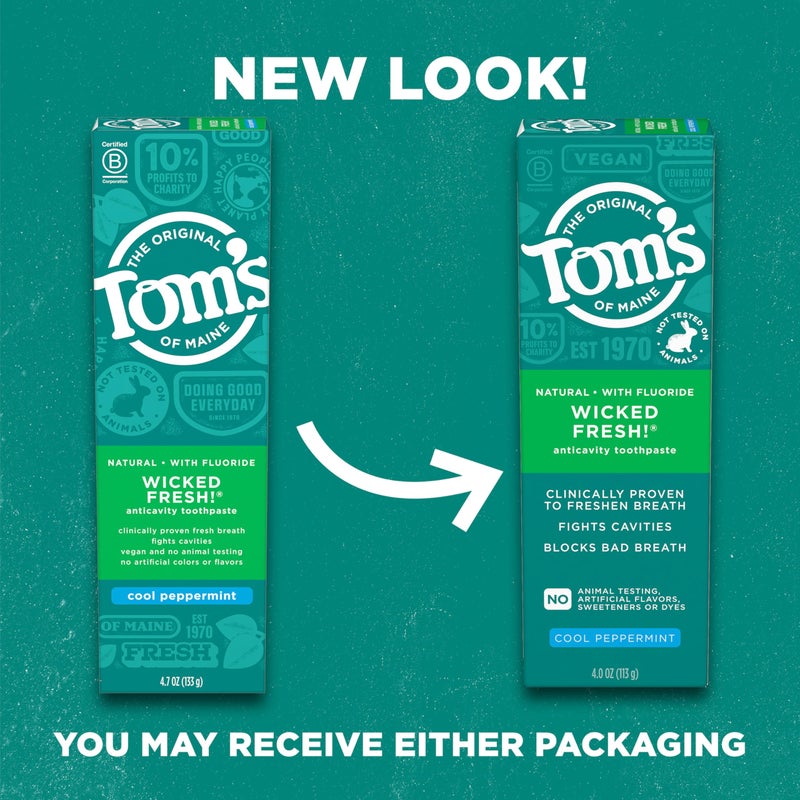 Tom's of Maine Wicked Fresh! Natural Fluoride Anticavity Toothpaste, 3 Pack, 4.0oz - Image 2