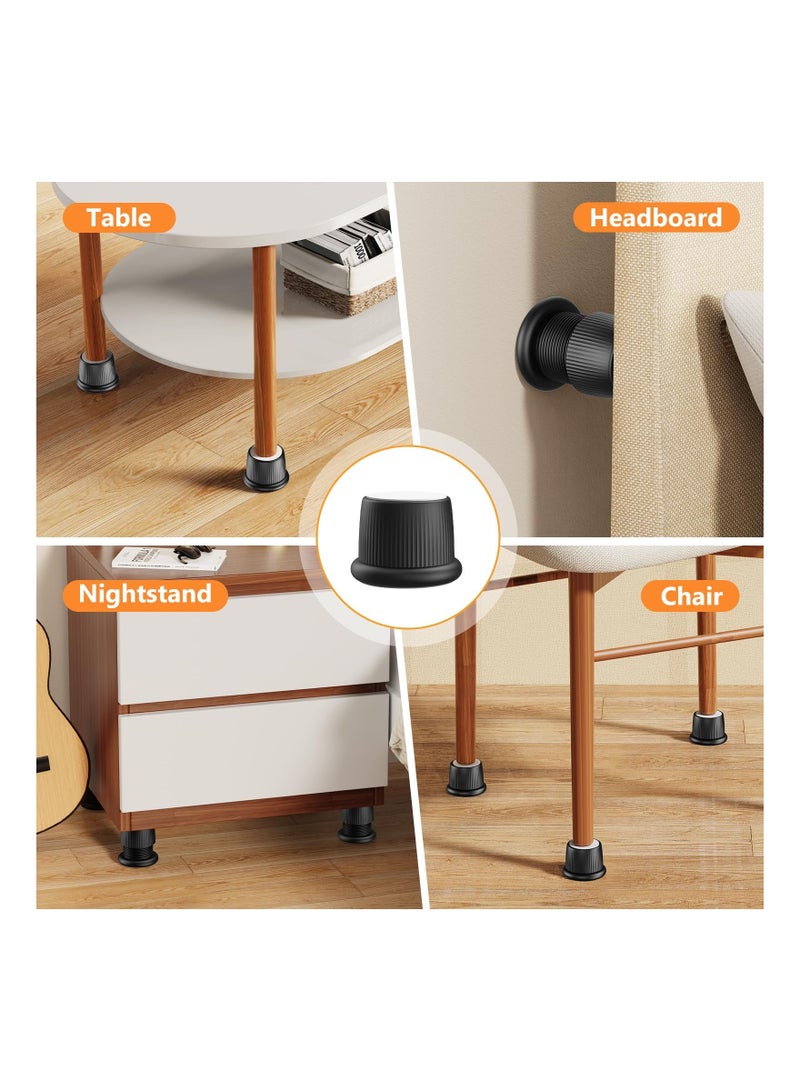 Adjustable Furniture Bed Risers, 1.6-2.6 Furniture Anti-Shake Tools, Self-Adhesive Plastic Anti Slip Round Couch Risers for Bed, Sofa, Desk and Chair Legs, 4 Pcs (Black) - Image 4