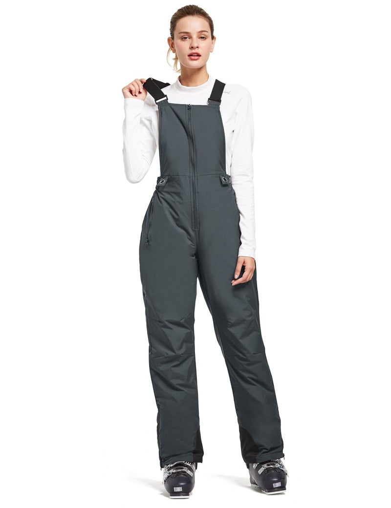 baleaf Womens Skiing Pants Insulated Ski Bib Waterproof Snow Overalls Windproof Snowboarding Pant Dim Gray Size M