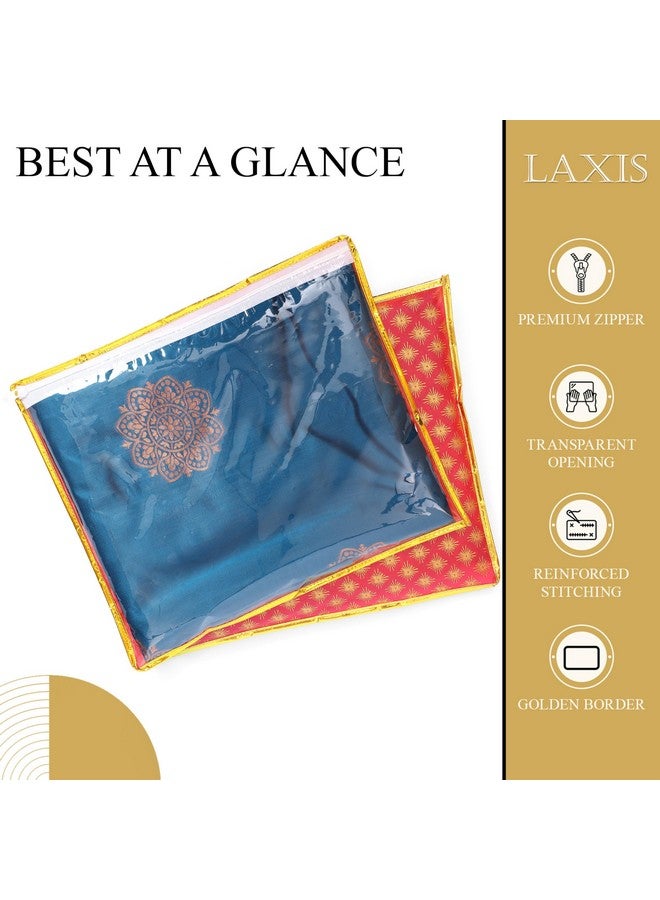LAXIS HOMFIL Brand - Laxis Non-Woven Single Saree Cover, Saree Bags, Transparent Saree Covers with Zip for Storage, Dust & Waterproof, Wardrobe Saree Packing Covers, Size-36x42x2 CM (Pack of 10, Red) - Image 4