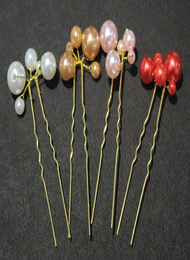 La Belleza Pearl Decorative Flower Design Hair Bun Pin/Juda Pins Hair Accessories for Women and Girls (12 Pieces) (Pearl Juda Pin) - Image 3