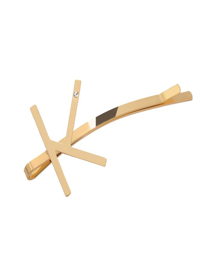 سبيننج دايزي دبوس شعر ذهبي عيار 18 مزين بحرف أولي على شكل زهرة الأقحوان الدوارة ومرصع بالكريستال - Image 1