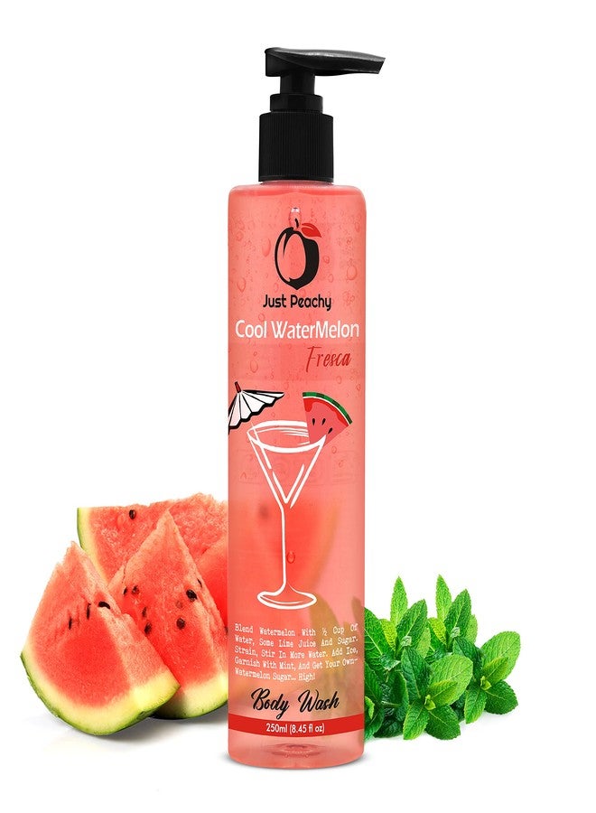 Just Peachy"Cool Watermelon Fresca" Shower Gel | Body Wash | Free from SLS, Phosphates & Paraben | Enriched With Watermleon & Mint | 100% Vegan | 250 ml - Image 1