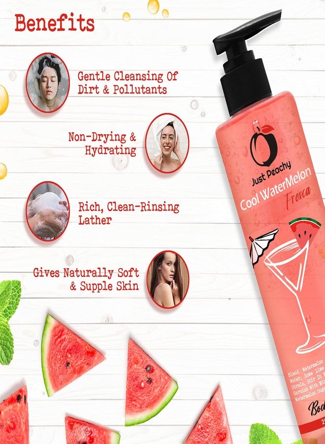 Just Peachy"Cool Watermelon Fresca" Shower Gel | Body Wash | Free from SLS, Phosphates & Paraben | Enriched With Watermleon & Mint | 100% Vegan | 250 ml - Image 3