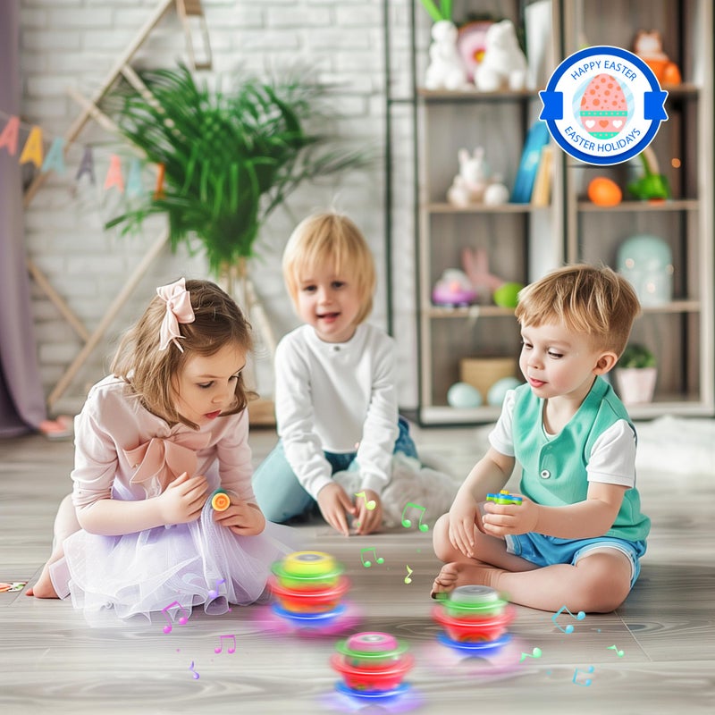 Ancesfun 6 PCS Easter Eggs Light Up Flashing Spinning Tops for Kids, Easter Egg Spin Toys with LED Gyroscope for Party Favors Gift, Classroom Event Rewards, Goodie Bag Stuffers, Glow in The Dark Party Supplies - Image 4