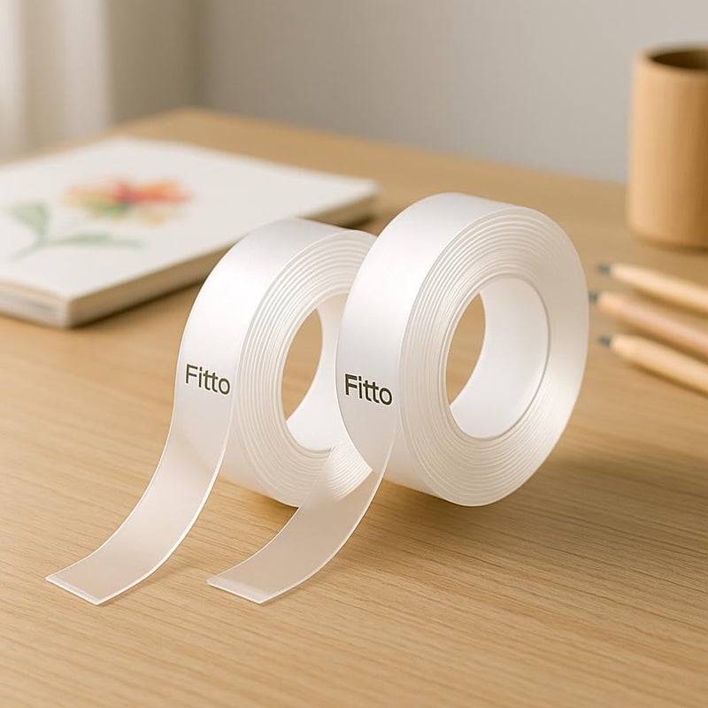 Fitto Transparent Sticky Tape 2 Pieces 18mmx30m for Office, Craft, and Home Use - Image 2