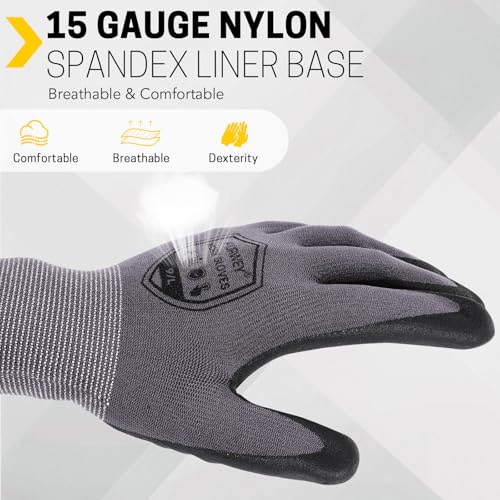 FURWEY Safety Work Gloves,16 Pairs Micro-Foam Nitrile Coated Glove for Men and Women, Touchscreen, Ideal for Warehouse Package Handling，Construction, Gardening, Large - Image 4