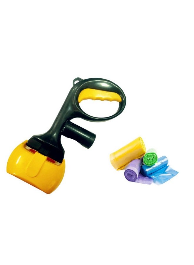 بت مغرفة فضلات الكلاب المحمولة بمقبض مكون من 4 قطع من أكياس الفضلات لالتقاط النفايات للكلاب الكبيرة والمتوسطة والصغيرة شديدة التحمل - Image 1