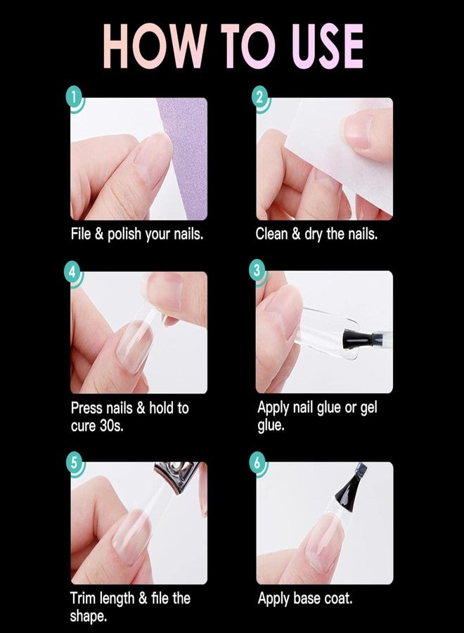 Bolt Bee False Nail Tips for Nail Art Full & Half Cover Acrylic Fake Nails with Case, Square Shaped Nail Extensions for Diy Nail Art & Salons | French Artificial Nails with Box for Manicure-(07,600pcs) - Image 5