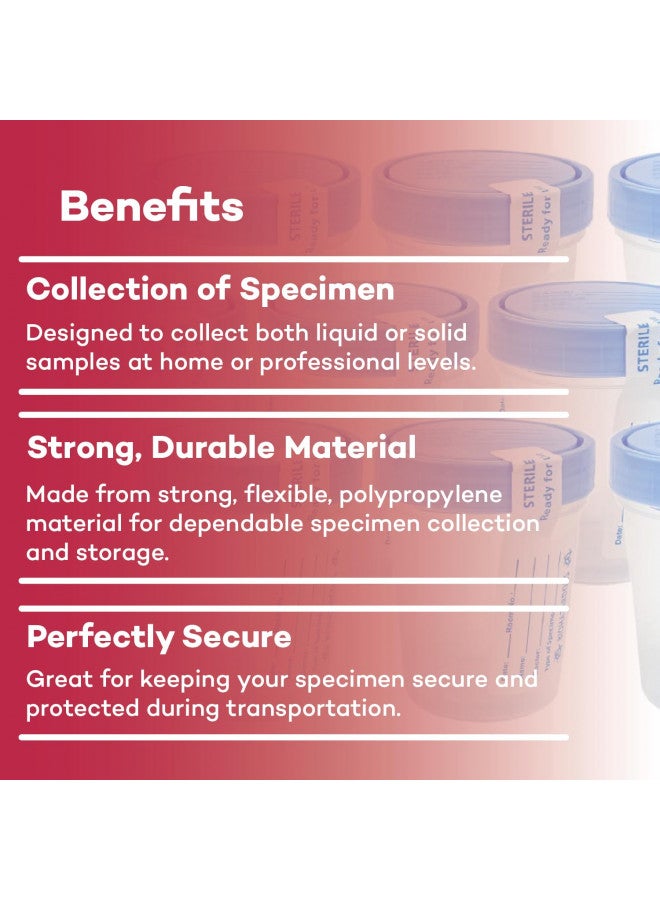 Dealmed Dealmed Specimen Collection Containers Single Use Urine Specimen Cups, Screw on Leak Resistant Lid, Included ID Label, 4 oz, 10 Count - Image 4