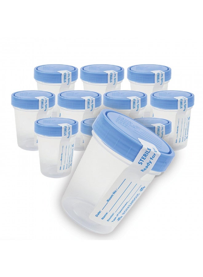 Dealmed Dealmed Specimen Collection Containers Single Use Urine Specimen Cups, Screw on Leak Resistant Lid, Included ID Label, 4 oz, 10 Count - Image 2
