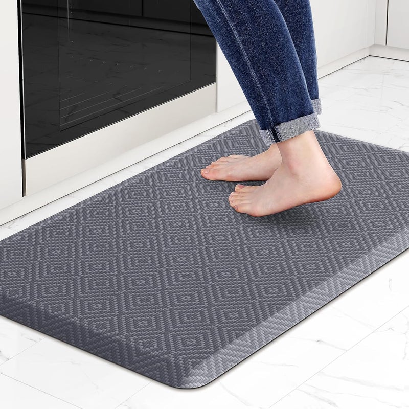 Mattitude Kitchen Mat Cushioned Anti-Fatigue Floor Mat Water Resistant Non-Slip Mats and Rugs Standing and Comfort Desk Mats for House Sink Office Laundry (Grey, 17.3"x28") - Image 1
