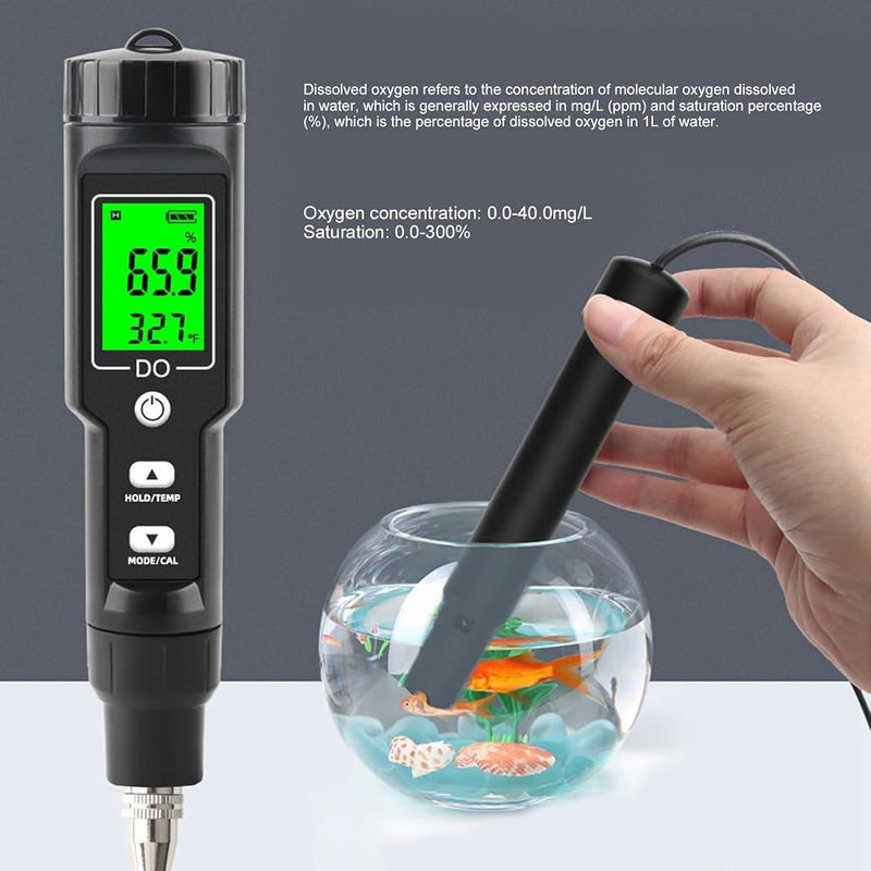 OVAQUIXI Digital Dissolved Oxygen Meter ABS Portable DO Analyzer Pen 0 to 30.0 Mg L 32 to 104 Fahrenheit with ATC LCD Hold for Aquarium Pool Aquaculture Water Testing - Image 2