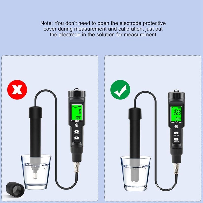 OVAQUIXI Digital Dissolved Oxygen Meter ABS Portable DO Analyzer Pen 0 to 30.0 Mg L 32 to 104 Fahrenheit with ATC LCD Hold for Aquarium Pool Aquaculture Water Testing - Image 4