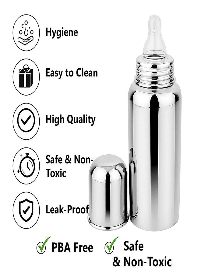 Cuteably Baby Steel Bottle | Wide Mouth Anti-Colic Bottle for Newborn & Kids | BPA-Free Stainless Steel Bottle (300 ML) - Image 5