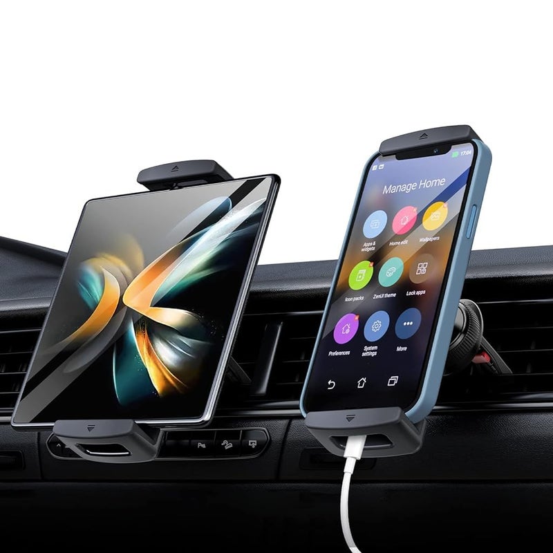 STHIRA ® Tablet Holder for Car, Tablet & Phone Holder, 360° Rotatable Mount for Ipad Universal Fit for 6"-15" Devices, Secure Air Vent Mount for iPad, iPhones - Image 1