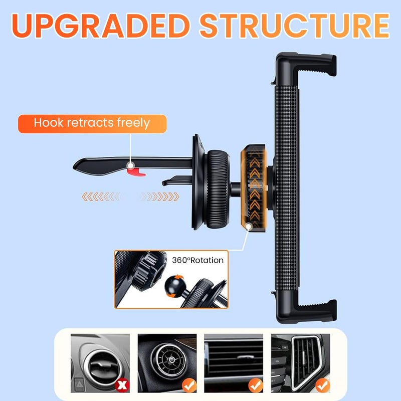 STHIRA ® Tablet Holder for Car, Tablet & Phone Holder, 360° Rotatable Mount for Ipad Universal Fit for 6"-15" Devices, Secure Air Vent Mount for iPad, iPhones - Image 3