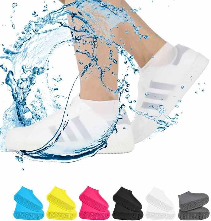 EGNORE (1Pair) Waterproof Slip Rubber Silicone Shoe Cover, Reusable Slip Resistant Rain Shoe Cases Water Resistant,Reusable,Stretchable,Foldable,for Kids,Men,Women (large) (white) - Image 1