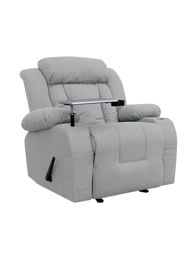 إن - هاوس كرسي استرخاء سينمائي منجد بالكتان مع طاولة لاب توب وحامل أكواب - Image 1