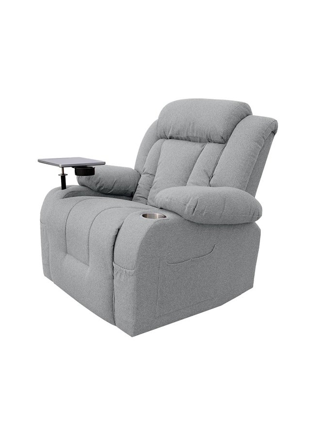 إن - هاوس كرسي استرخاء سينمائي منجد بالكتان مع طاولة لاب توب وحامل أكواب - Image 2