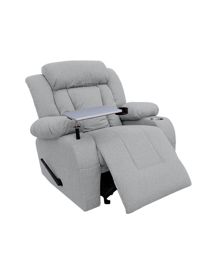 إن - هاوس كرسي استرخاء سينمائي منجد بالكتان مع طاولة لاب توب وحامل أكواب - Image 3