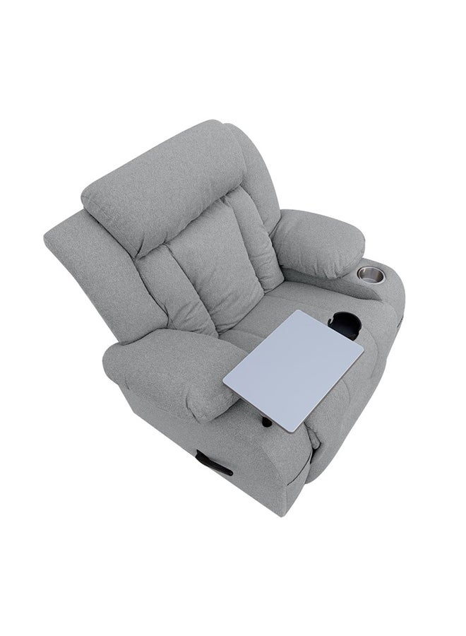 إن - هاوس كرسي استرخاء سينمائي منجد بالكتان مع طاولة لاب توب وحامل أكواب - Image 4