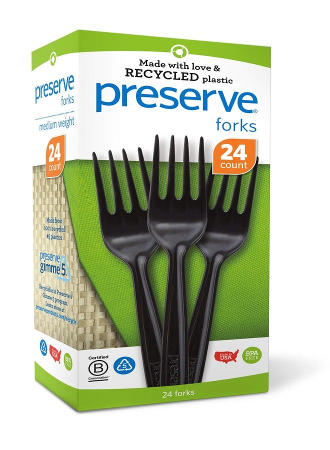 Preserve Recycled Plastic Forks, Made in USA, 24 Count, Black - Image 2