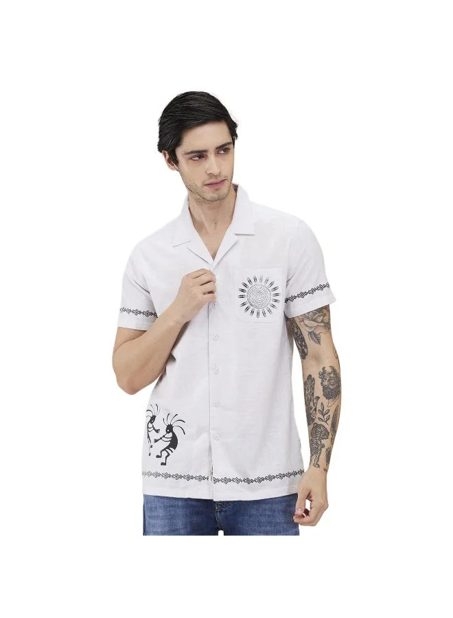 بيينغ هيومان Mens Light Grey Collared Short Sleeve Shirt