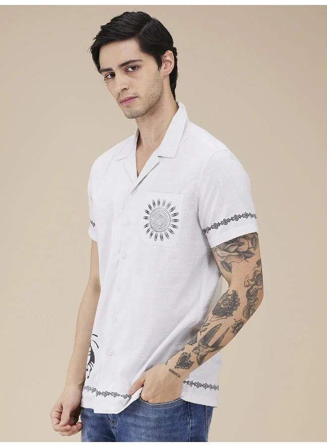 بيينغ هيومان Mens Light Grey Collared Short Sleeve Shirt