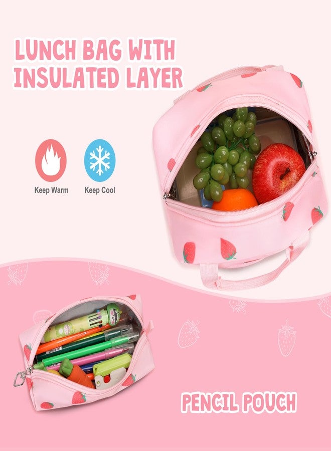 ACESAK Backpack with lunch bag, Pink Strawberry, Large, Backpack - Image 5