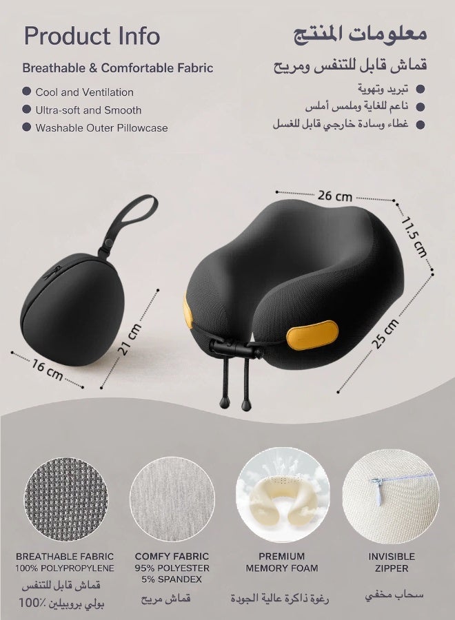 Cervical Support Neck Pillow Travel Pillow for Sleeping on Flight & Bus, 360° Posture Corrector, Luxury Memory Foam Travel Essential (Washable) - Image 2