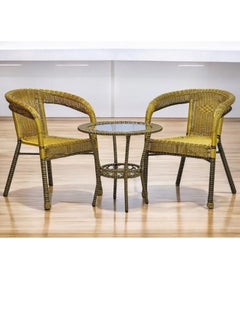 ALWASIT HOME Outdoor Dining Twin Chairs Rattan Chairs Garden Chairs And Round Table Set Gold/Black  - Image 4
