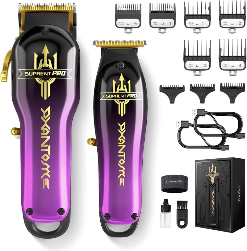 SUPRENT PRO Professional Barber Hair Clippers Cordless Brushless Motor DLCCoated Blade Zero Gap Trimmer Gift Set Purple
