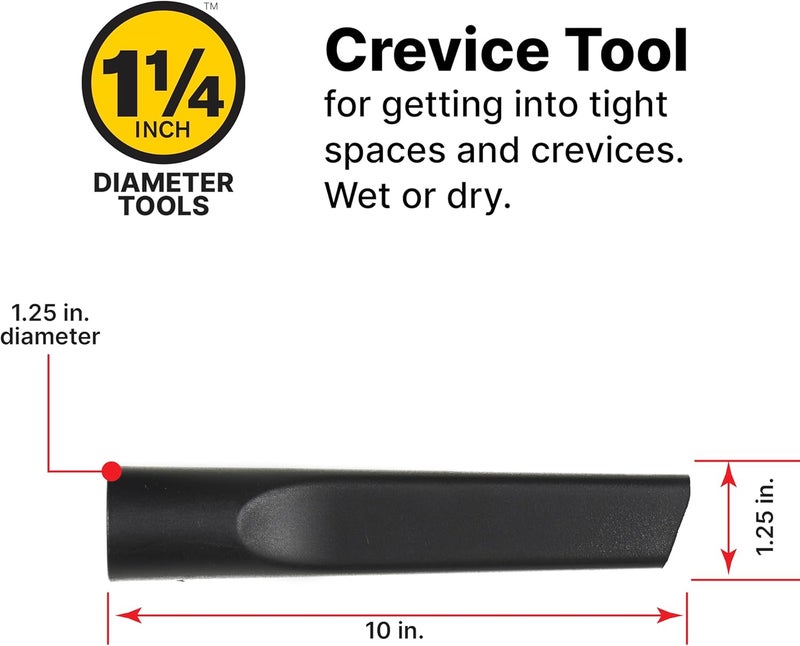SHOPVAC Shop 9064300 1.25 Inch Diameter Cleaning Kit, Includes Round Brush, Crevice Tool, and Gulper Nozzle, Black, Ideal for Upholstery, Blinds, and Car Interiors (1-Pack) - Image 5