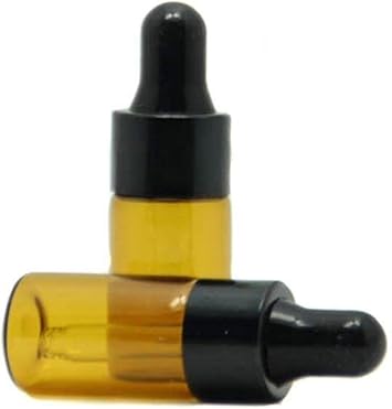 VASANA 12PCS 1ML Empty Refill Mini Amber Glass Essential Oil Dropper Bottles Jars Packing Vials with Black Rubber Cap Cosmetic Perfume Sample Travel Liquid Storage Containders Makeup Beauty Tool - Image 4