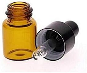 VASANA 12PCS 1ML Empty Refill Mini Amber Glass Essential Oil Dropper Bottles Jars Packing Vials with Black Rubber Cap Cosmetic Perfume Sample Travel Liquid Storage Containders Makeup Beauty Tool - Image 2