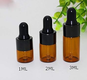 VASANA 12PCS 1ML Empty Refill Mini Amber Glass Essential Oil Dropper Bottles Jars Packing Vials with Black Rubber Cap Cosmetic Perfume Sample Travel Liquid Storage Containders Makeup Beauty Tool - Image 3