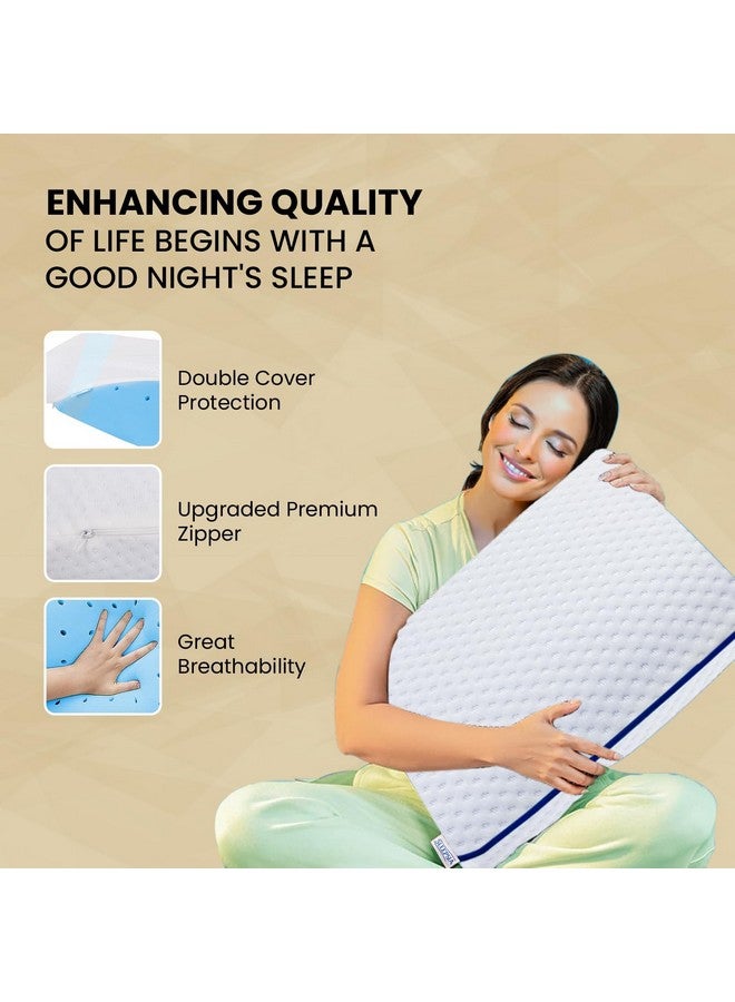 Sleepsia Orthopedic Cooling Gel Memory Foam Pillow | 1 Year Warranty | Cervical Pillows for Spondylitis Neck and Shoulder Pain Relief Support Bed Sleeping (Medium, Blue Pipping) - Image 4