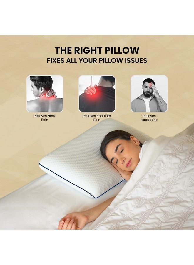 Sleepsia Orthopedic Cooling Gel Memory Foam Pillow | 1 Year Warranty | Cervical Pillows for Spondylitis Neck and Shoulder Pain Relief Support Bed Sleeping (Medium, Blue Pipping) - Image 3