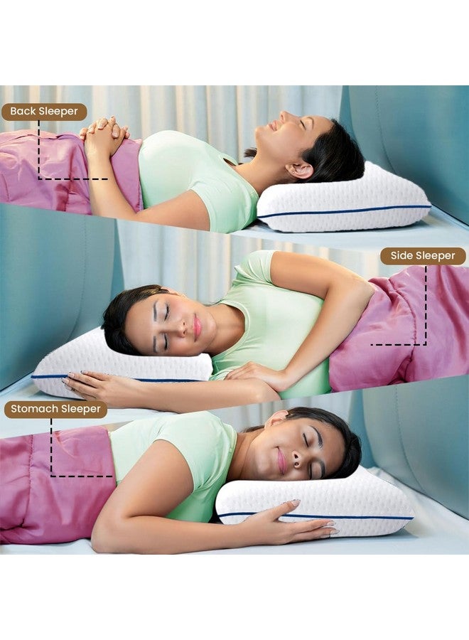 Sleepsia Orthopedic Cooling Gel Memory Foam Pillow | 1 Year Warranty | Cervical Pillows for Spondylitis Neck and Shoulder Pain Relief Support Bed Sleeping (Medium, Blue Pipping) - Image 5