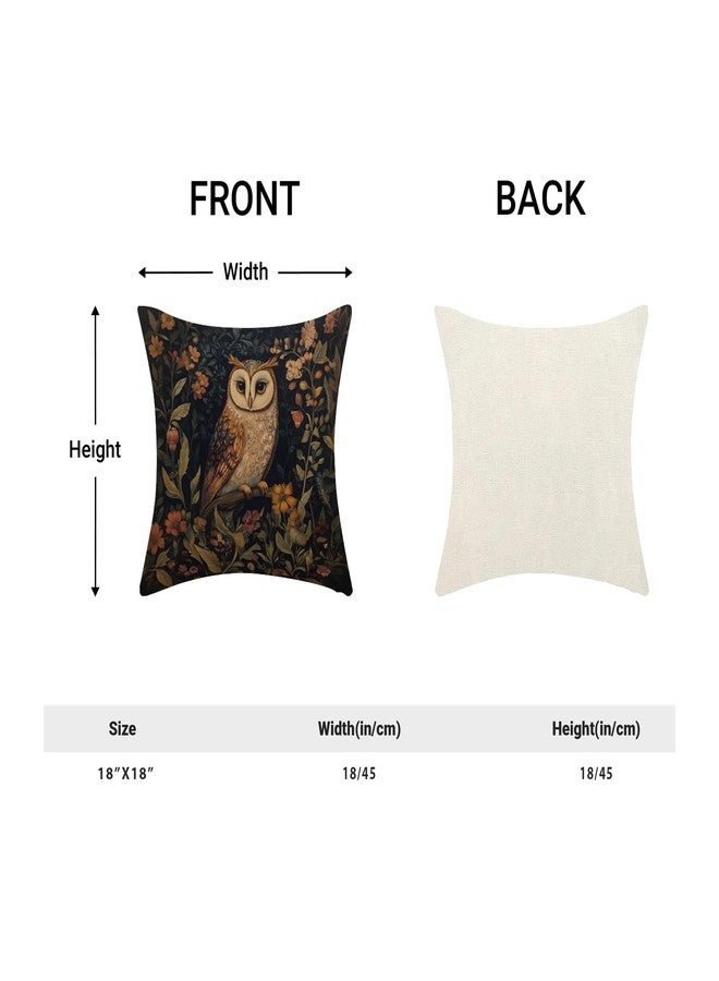 Sorktse Abstract Vintage Floral Pillow Covers 18x18 Inch Owl Throw Pillow Covers Set of 2 Farmhouse Forest Plants Pillow Cases Outdoor Decor for Living Room Bedroom Linen Square Cushion（Black） - Image 5