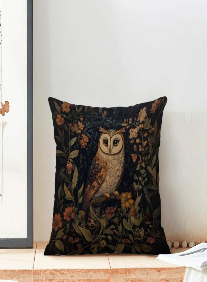 Sorktse Abstract Vintage Floral Pillow Covers 18x18 Inch Owl Throw Pillow Covers Set of 2 Farmhouse Forest Plants Pillow Cases Outdoor Decor for Living Room Bedroom Linen Square Cushion（Black） - Image 3