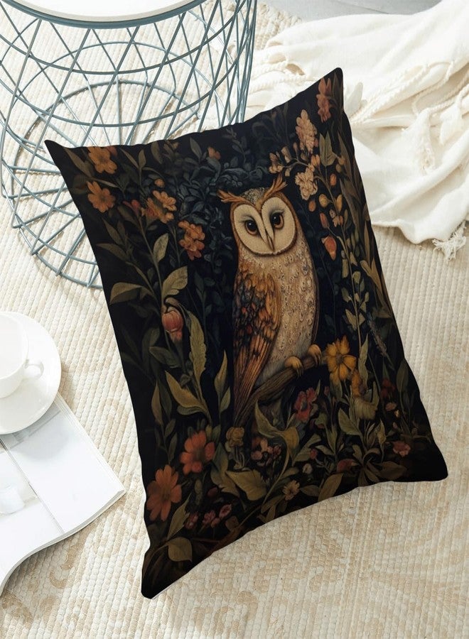 Sorktse Abstract Vintage Floral Pillow Covers 18x18 Inch Owl Throw Pillow Covers Set of 2 Farmhouse Forest Plants Pillow Cases Outdoor Decor for Living Room Bedroom Linen Square Cushion（Black） - Image 4
